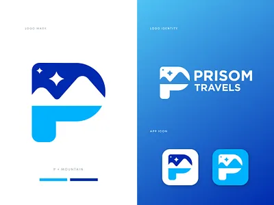 Prisom Travel Logo Design (Unused for sale) alpinism arrow brand identity branding climbing compass direction explore hiking himalayas letter p modern logo mountain nature outdoors p logo travel trekking wanderlust wild