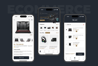 E-Commerce Mobile Application cart page computer shop ecommerce ecommerce app ecommerce mobile app ecommerce ui home page latest mobile ui mobile app mobile app design mobile app ui modern product page ui ui design uiux