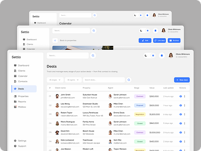 Dashboard for a real estate CRM crm dashboard design real estate ui ui design uiux ux uxui web application