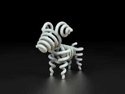 Spring ram black c4d character graphic design mascot ram spring white дизайн маскот персонаж синька спираль