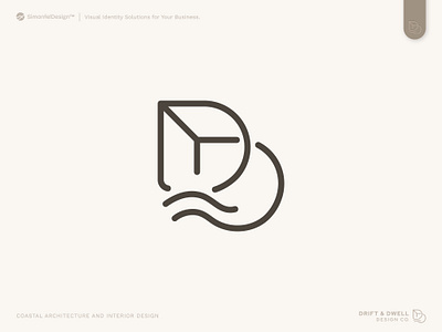 Coastal Architecture and Interior Design DD Monogram 3d aesthetic architecture coastal cube dd dd logo drift dwell feminine interior design lake lettermark line art ment monlinear monogram room wave wireframe