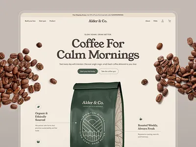 Coffee Roastery Subscription E-commerce - Nucleus UI Kit coffee coffee bean coffee roastery coffee shop e commerce ecommerce homepage landing page nucleus online shop roastery shopify subscription ui ui kit uiux website