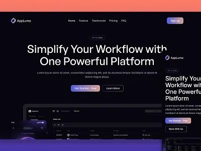 AppLume SaaS and Mobile App Website framer framer template mobile app website saas website web design webflow webflow template