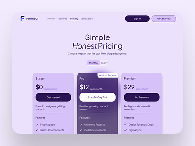 FormaUI (Pricing Page) branding desktop dribble figma figma design modern modernui page pricing pricing ui ui uiux ux visual visual design web web design