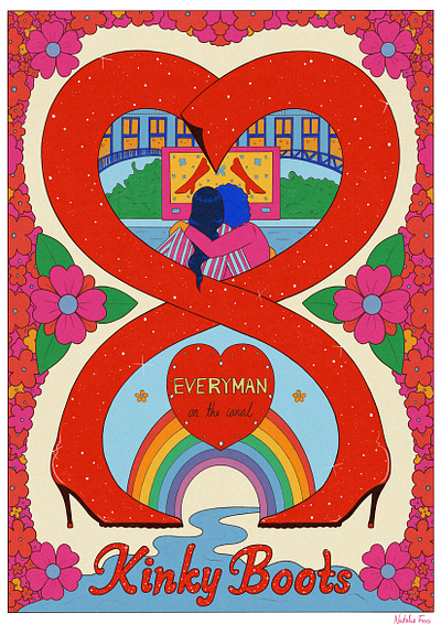 Poster for Everyman cinema - Kinky Boots, Pride special 2025 cinema cinema poster colourful digital drawing everyman cinema illustration kinky boots movie movie poster natalie foss poster poster design poster illustration pride procreate