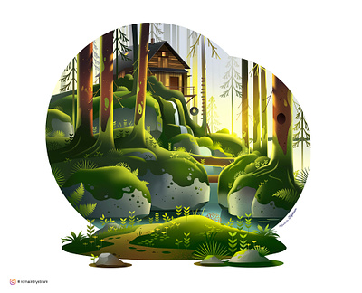 Lost Cabin : Summer 🌱☀️ adobe adventure art cabin collection drawing gradient hiking illustration journey natural nature outdour outside photoshop vector
