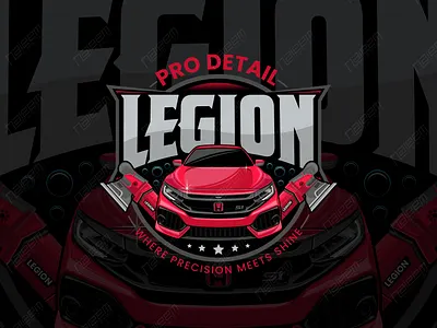 Car Detailing Logo Featuring Red Honda Civic and Polisher Tool auto detailing logo automotive logo bold car logo design car detailing logo cleaning logo detailing brand identity detailing business logo detailing company branding detailing tools logo foam cannon logo high end logo design honda civic illustration logo mobile detailing logo modern detailing logo pressure washer logo professional car logo sports car logo design vector car logo