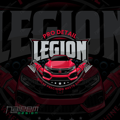 Car Detailing Logo Featuring Red Honda Civic and Polisher Tool auto detailing logo automotive logo bold car logo design car detailing logo cleaning logo detailing brand identity detailing business logo detailing company branding detailing tools logo foam cannon logo high end logo design honda civic illustration logo mobile detailing logo modern detailing logo pressure washer logo professional car logo sports car logo design vector car logo
