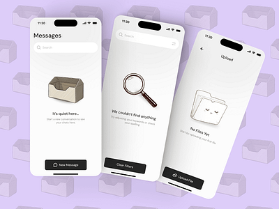Empty States branding chat clean empty state figma figma design file message mobile modern modernui state ui uiux upload ux visual visual design