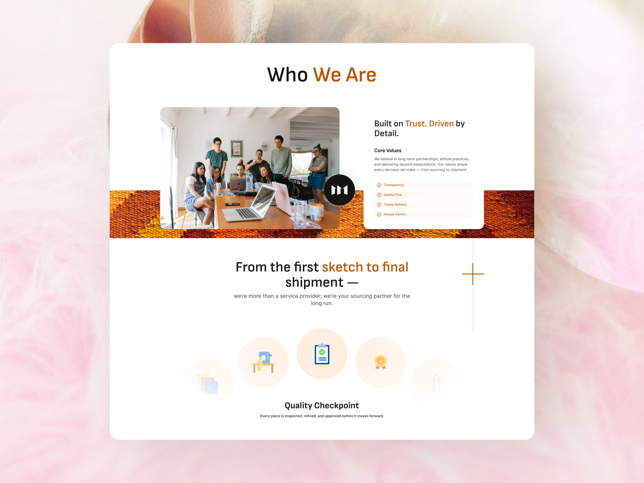 Who We Are - Website Section UI awesome branding company creative design fabric graphic design illustration inspirational section textile ui ui elements ux web web section website website ui