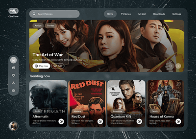 CineZone (TV App) branding figma figma design glass glassmorphism minimal minimalist modern modernui movie movie app tv tv app ui uiux design ux visual