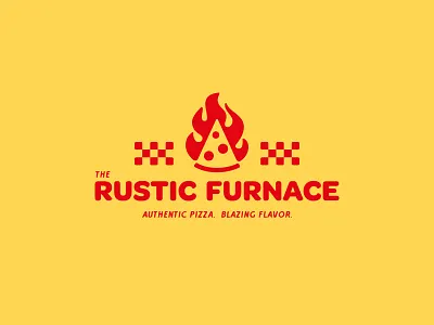 The Rustic Furnace - Logo blazing branding flame logo pizza red restaurant yellow