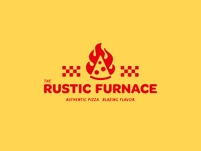The Rustic Furnace - Logo blazing branding flame logo pizza red restaurant yellow