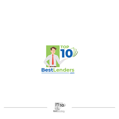 Lender Reviewer Logo branding business businessman company corporate finance financial graphic design illustration invest lender logo money review smile tie worker