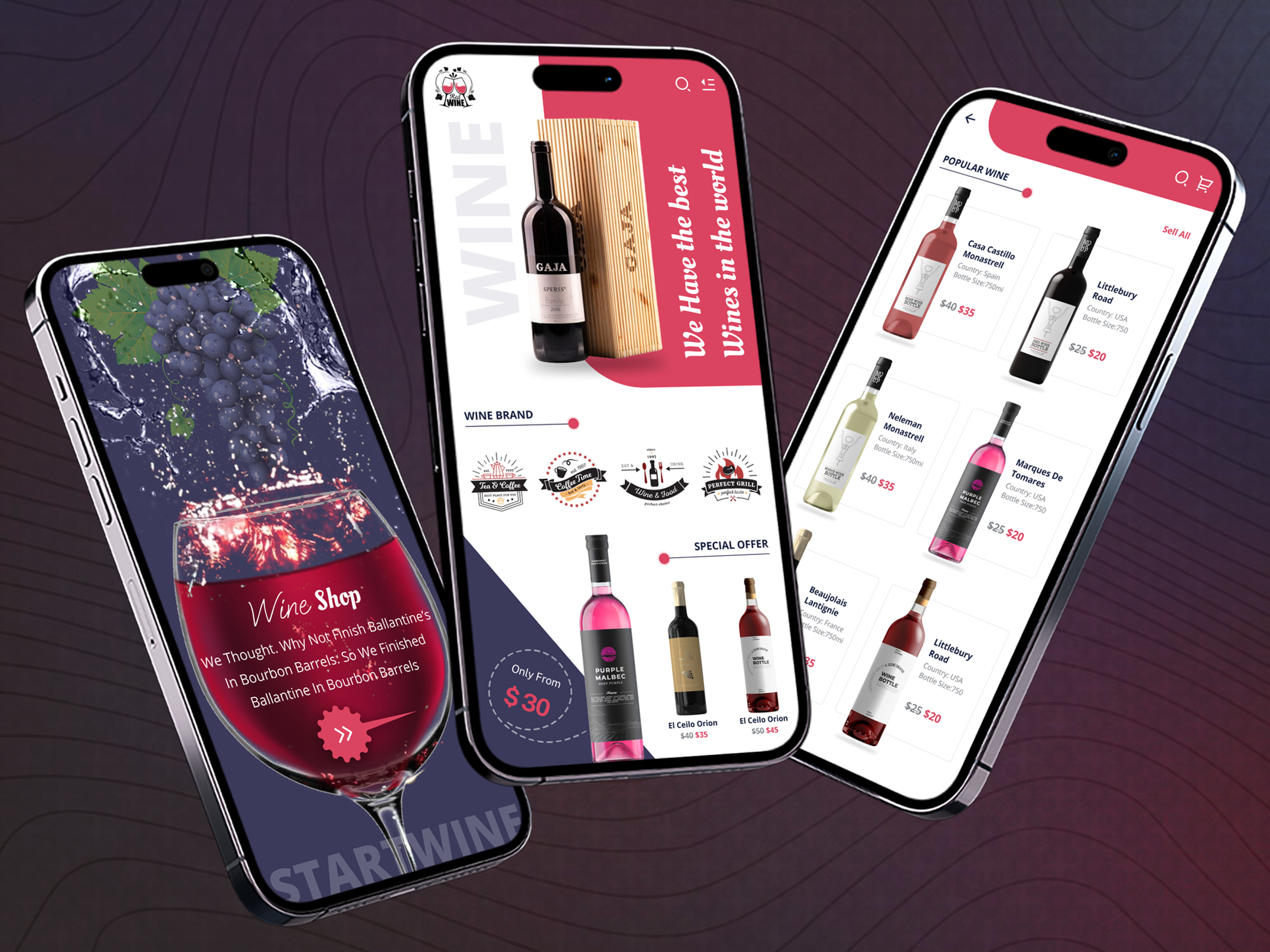 Wine Shop App Design app app design design drink ecommerce mobile app mobile app design shop ui uidesign uiux ux wine wine shop