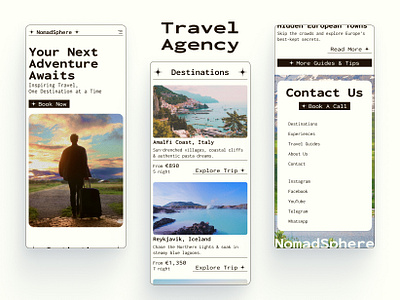 NomadSphere | Travel Agency | Mobile agency book booking website cleandesign design first section home page landing page tourism travel travel agency travel agency landingpage travel agency website travel package trip planner typography ui ux web design website