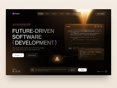 Landing Page for Software Development design interface landing page platform product startup ui uiux ux web website
