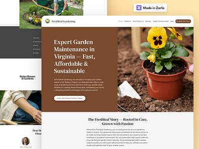 Gardening - Zarla Website Template ai website builder gardening website landscaping website local business small business web builder website design wix zarla