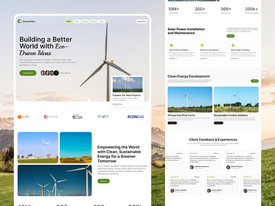 GreenVibe – Wind Enargy Website green energy landing page modern popular renewable startup ui ux web website wind energy