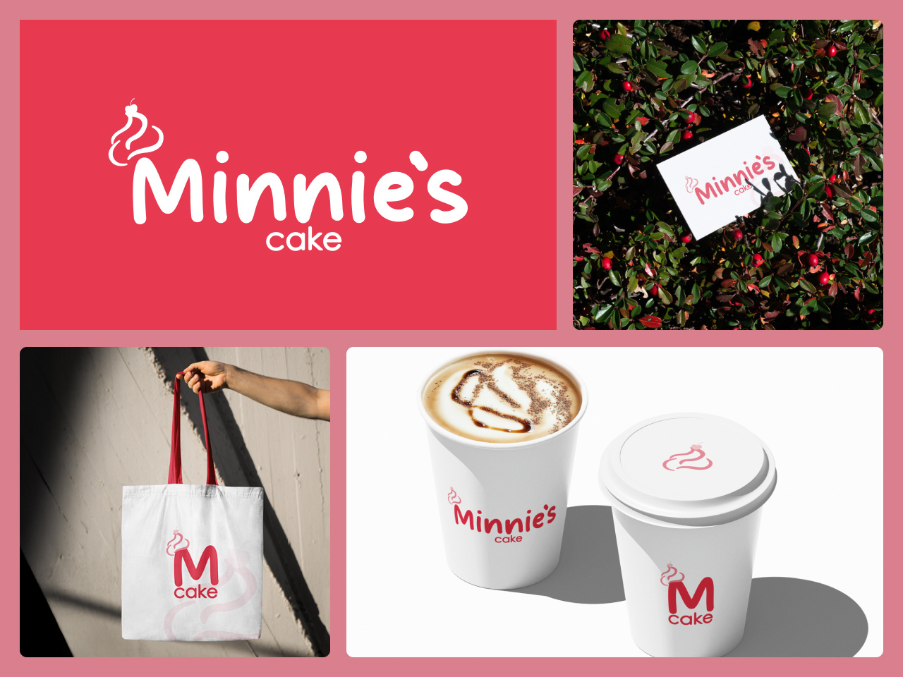 Minnie's Cake branding graphic design illustration logo mockup typography