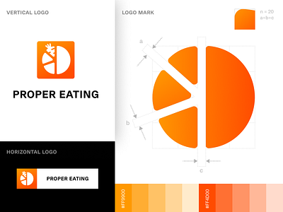 PROPER EATING: Company Logo, Brand Guidelines, StyleGuide application logo brandbook branding company logo fit food app food logo logo styleguide