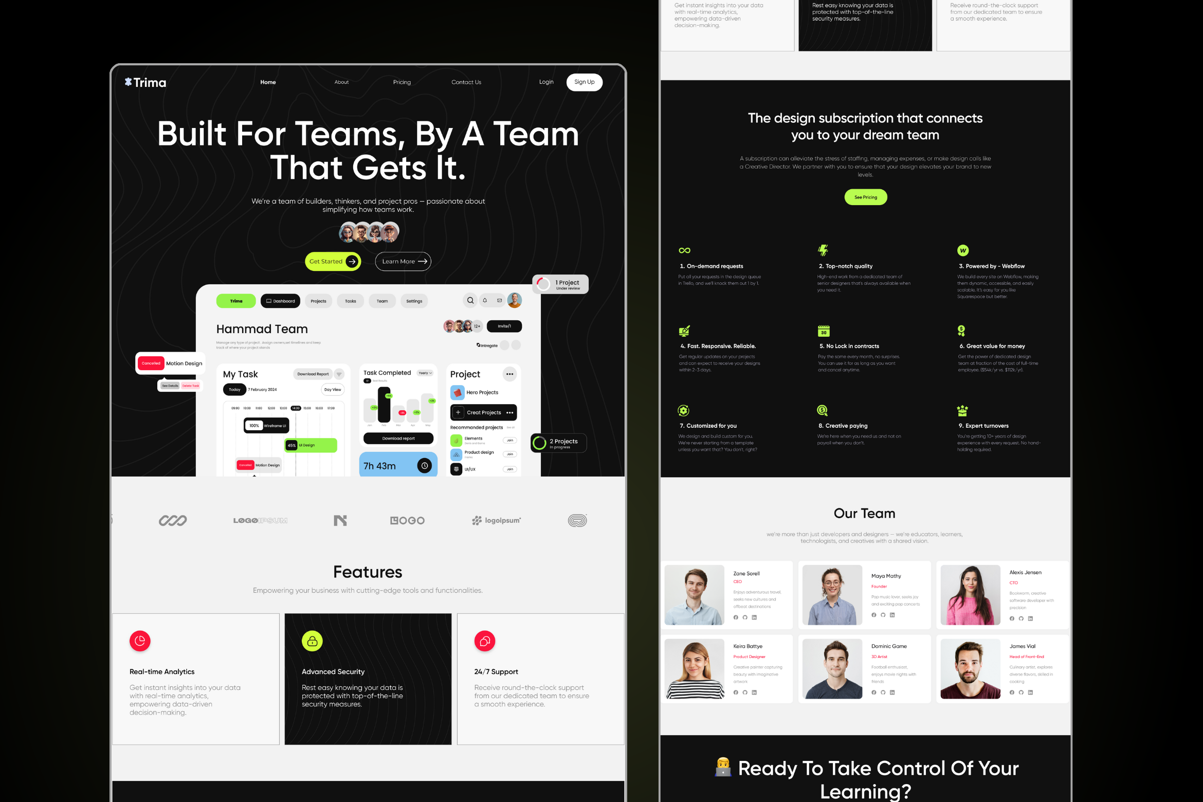 Trima - SAAS Dashboard Landing Page 3d animation branding design graphic design illustration logo motion graphics powerpoint presentation template ui vector