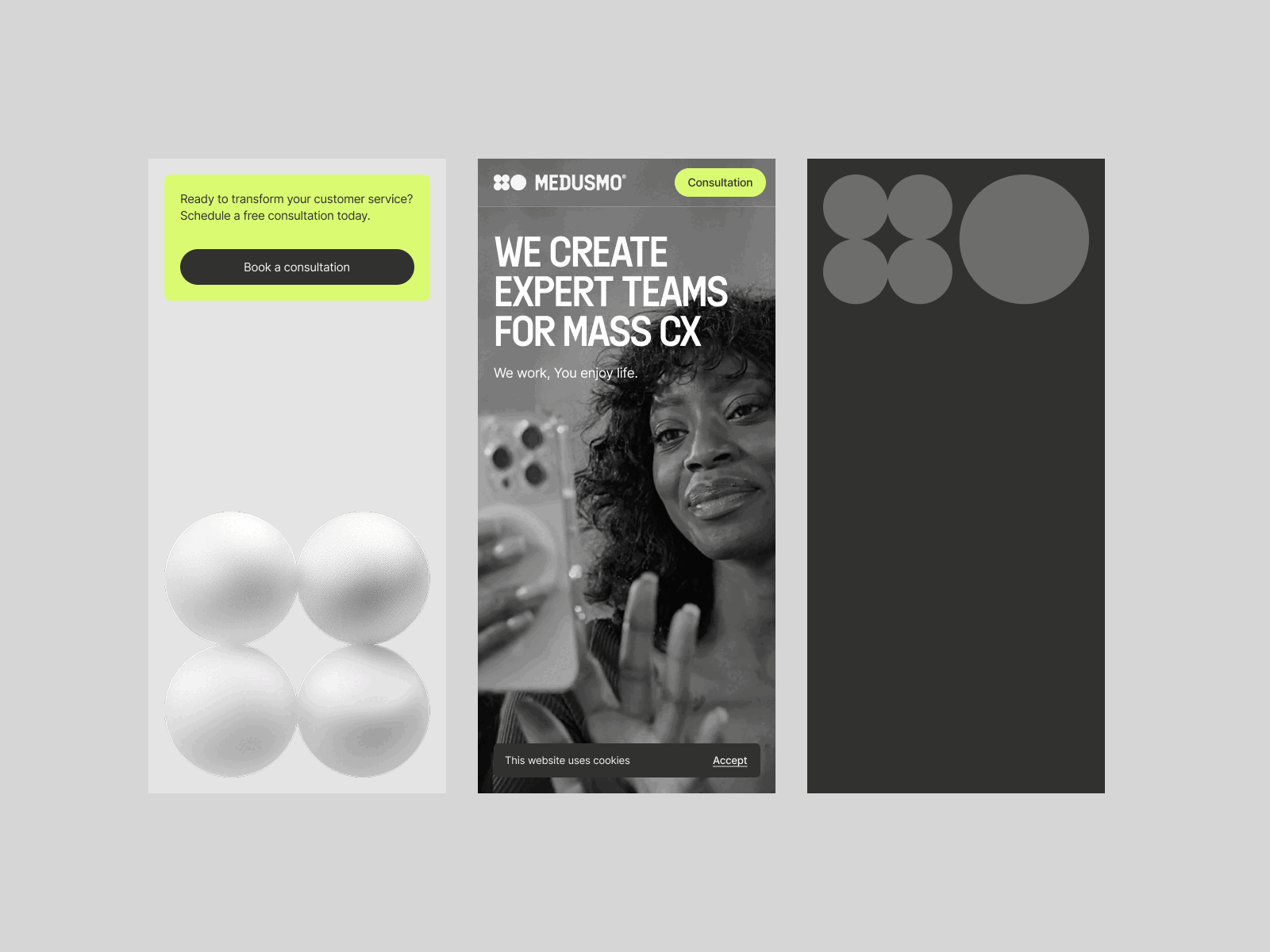 Medusmo 3d ball branding clean design desktop graphic design illustration landing minimal mobile modern typography ui ux web website