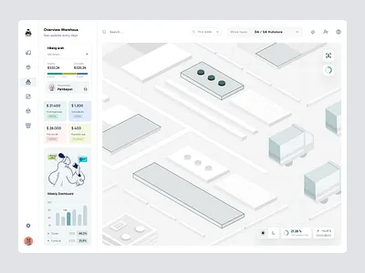 Warehouse Management 📦 3d branding car details expense garage goods income isometric list map outcome payment warehouse