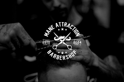 Mane Attraction Barber Shop and Saloon logo design barber logo barbershop barbershop logo branding design fade logo fade shop fashion logo graphic design graphics design illustration logo logodesigner logos logotype men fashion saloon saloon logo ui