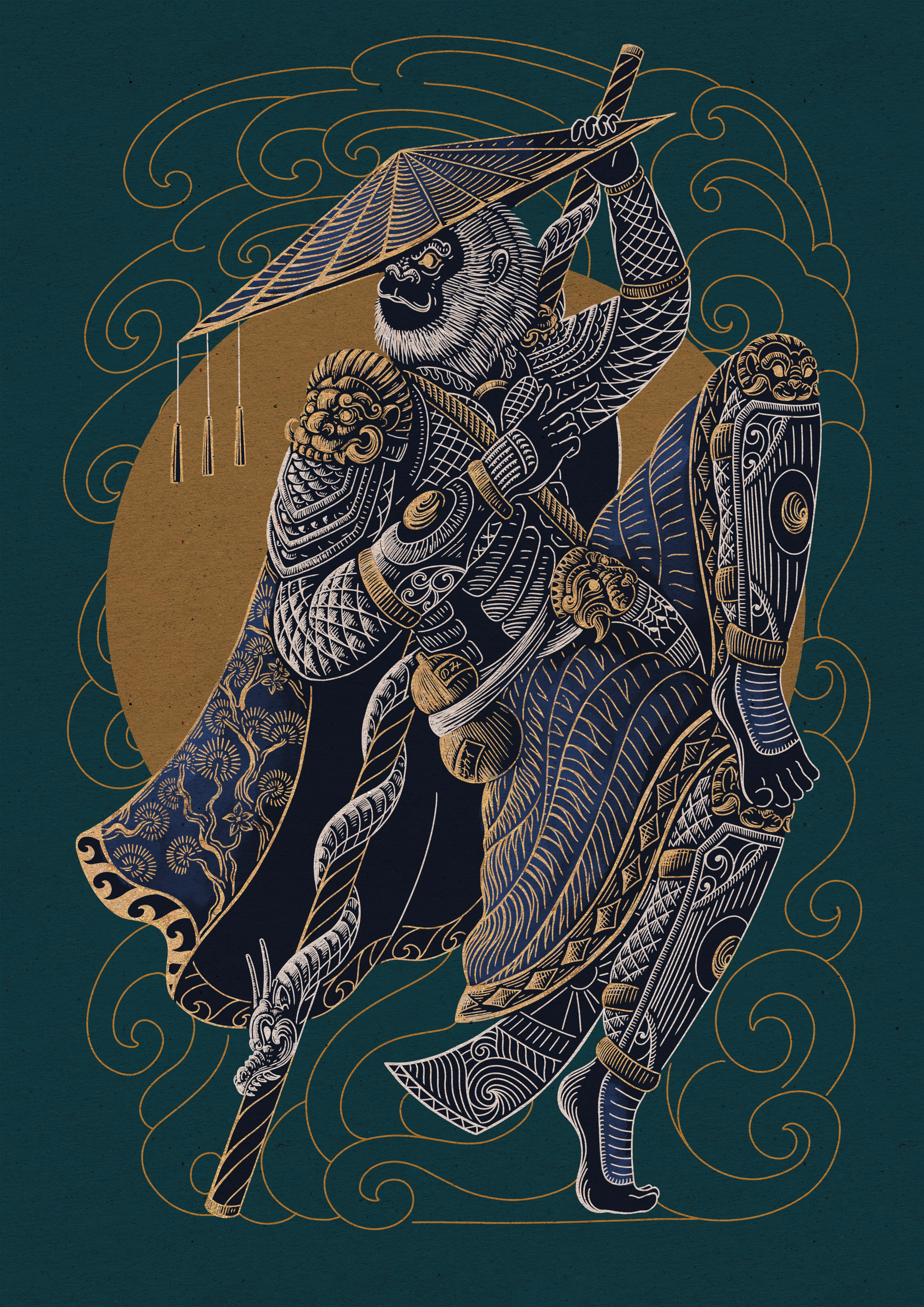 King of the Monkey asia china illustration japan manasuka monkey king tshirt