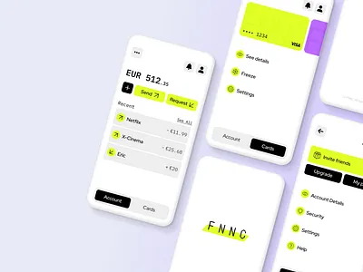 Finance app concept app brutal card credit debit digital finance fintech minimal money referral send top up ui wallet