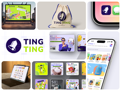 TingTing Branding add android app apple branding delivery bag design e commerce graphic design grocery id card instagram ios kiosk logo ppt supermarket t shirt ui