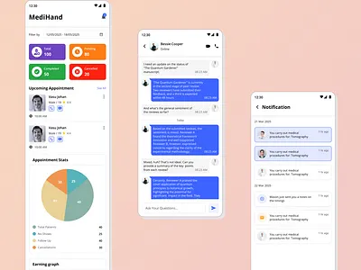 Doctor Dashboard Mobile App Design branding charts chat chat gpt consultant daily ui doctor app dribble freelance google design insights microsoft motion graphics mui design open ai patients trending ui concept ui design ui ux