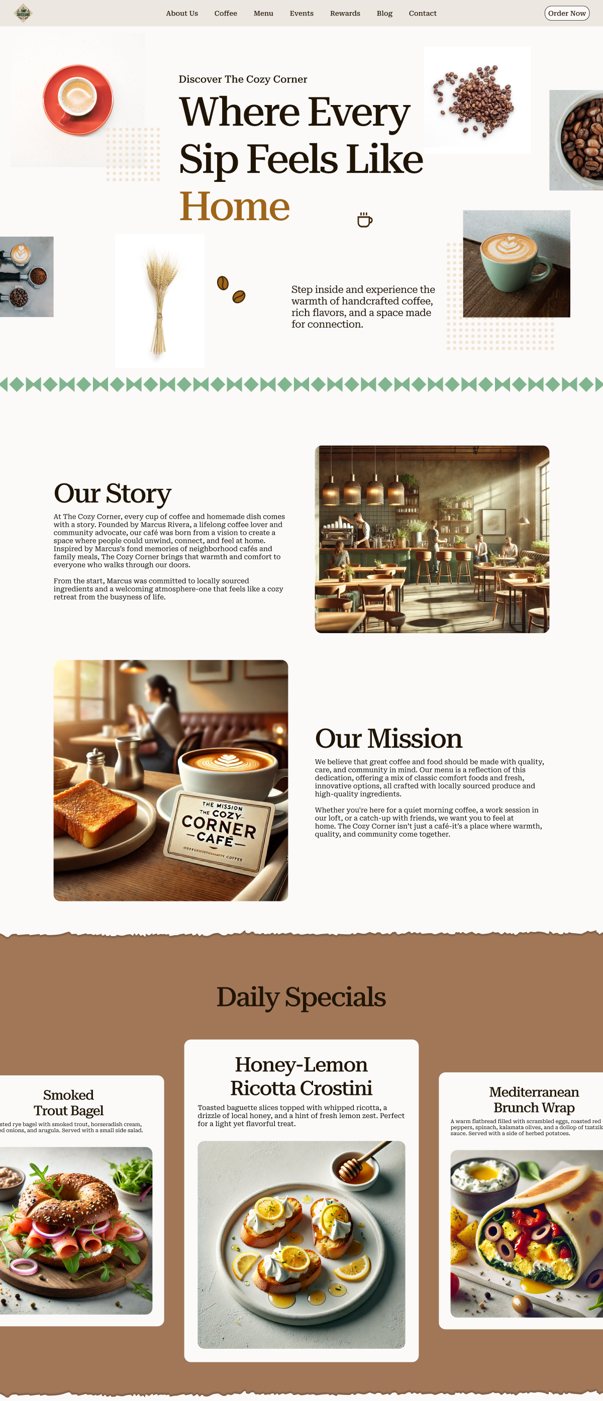 The Cozy Corner Café cafe designconcept figma uiux web design