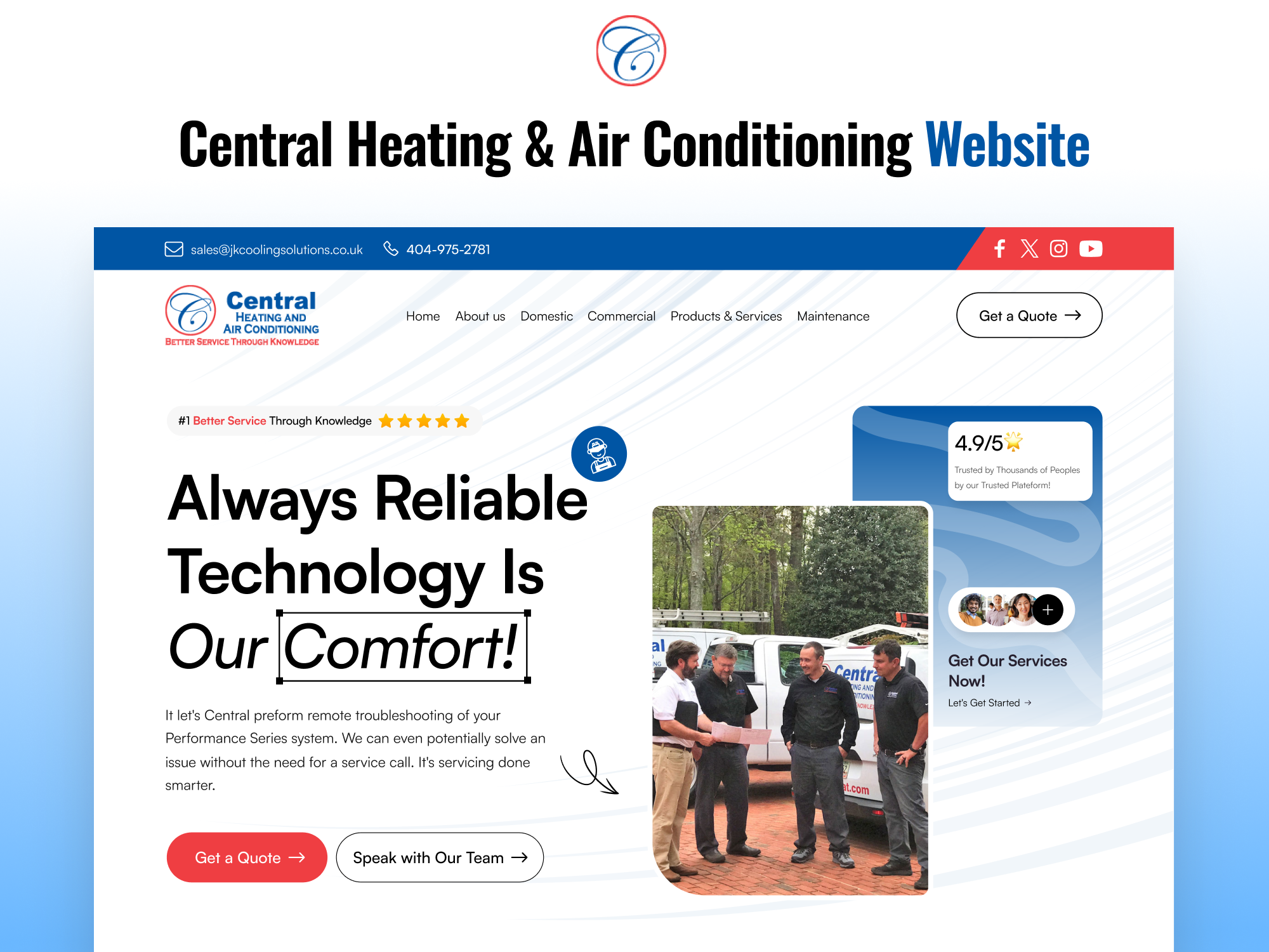 Heating & Cooling Landing Page Design air conditioning heating solutions page landing page design plumbing plumbing website ui uiux ux website design