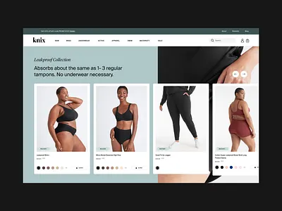 Knix | Landing Page Direction #1 carousel landing page shopify ui web design website website design