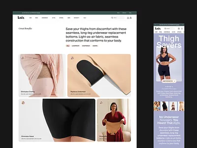 Knix | Landing Page Direction #2 landing page shopify ui ux web design website