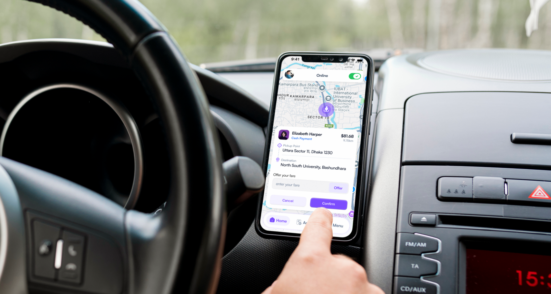 Ride Sharing - Driver App UI app design booking cleanui dribbledesign driver driverapp mapebasedapp mobileappdesign ovoride radehailingapp reviewsystem ridebooking rideshare ridesharingapp securelogin taxiapp ui uiux uiuxdesign uxfordrivers