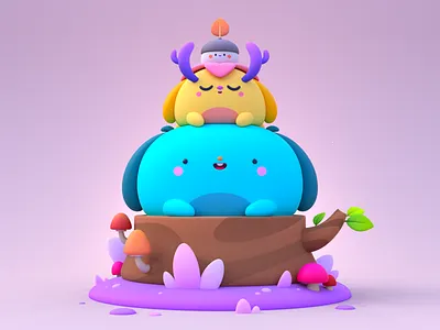 Mystical Friends 3d 3d character animation character character design cute design friends game design graphic design illustration illustrator kawaii magical mascot motion graphics render ui