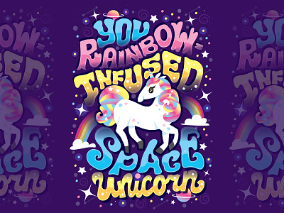 Rainbow-infused Space Unicorn galentines day hand lettering handwritten type illustration leslie knope lettering parks and rec parks and recreation quote typography word art