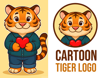 Cute Cub Tiger Cartoon Logo Design animal animal art animal logo animals cartoon beehaya cartoon cartoon logo cartoon tiger cube tiger custom design cute design graphic design logo logo design tiger tiger logo vector wildlife young