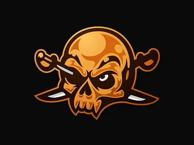 Gold Pirate Skull Logo warrior