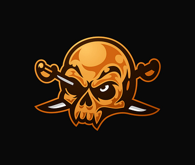 Gold Pirate Skull Logo warrior