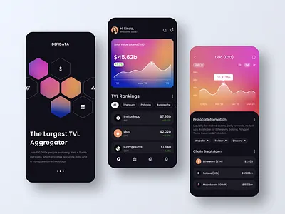 DefiData - DeFi Mobile App app design application design blockchain crypto crypto wallet cryptocurrency exchange investment ios app ios app design mobile app mobileapp mobileappdesign mobileui trading ui uiux ux wallet web 3