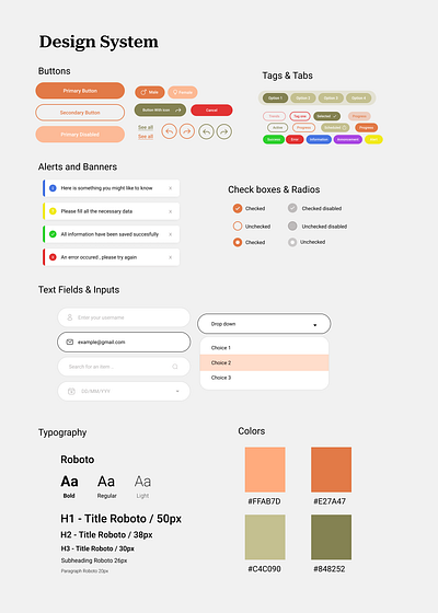 Design System button colors designsystem mobile typography ui ux web