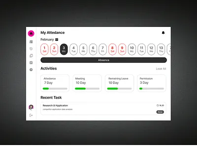 Attendance Dashboard UI – Desktop Version dashboard figma ui ui app ui design web