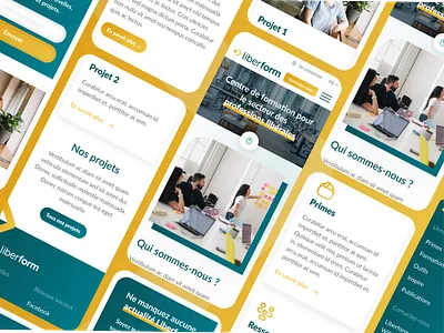 Liberform - Mobile screens belgium design gradient green homepage mobile odoo responsive ui user interface web design website yellow
