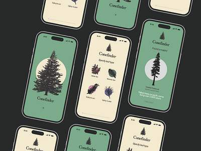 Conefinder - Tree Identification App akshay app climate coniferous dinakar figma identification nature tree ui ux