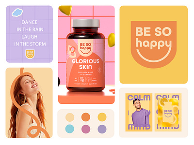 Be So Happy Branding and Packaging Design - Supplement 3d brand identity branding gummies health label design logo packaging design supplement ui vegan vitamin wellness