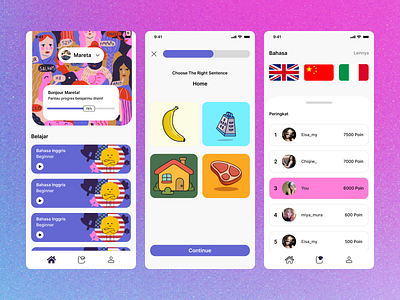 🌍 Language Learning App UI – Colorful, Fun & Engaging app design figma ui ui design
